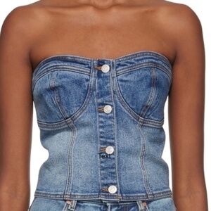 ANDERSSON BELL Denim Strapless Bustier Crop Top Size XS